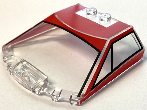 65633pb17 | Windscreen 6 x 6 x 1 1/3 Straight Sides with Red and Black Ferrari F40 Roof Pattern | LEGOPART