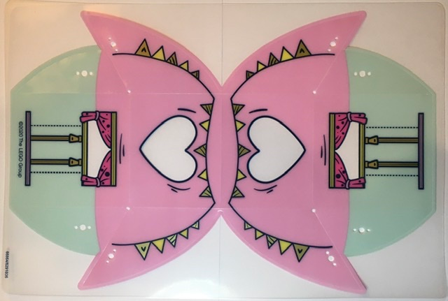 66864 | Plastic Tent with Bright Pink Top and Light Aqua Bottom with Banner, Windows, Zippers, and Heart Pattern | LEGOPART