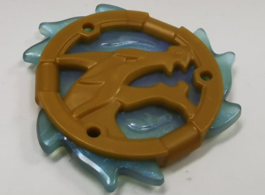 69567pb02 | Ring 3 x 3 with Dragon Head with Molded Satin Trans-Light Blue Flames Pattern | LEGOPART