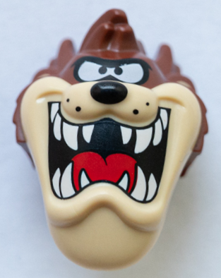 75038pb01 | Minifigure, Head, Modified Looney Tunes Taz with Red Tongue, Tan Face and White Teeth Pattern | LEGOPART