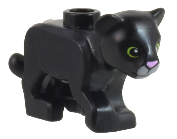 77307pb03 | Lion Baby Cub with Bright Pink Nose, Light Bluish Gray Muzzle, and Lime Rings around Eyes Pattern | LEGOPART