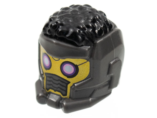 80801pb01 | Minifigure, Headgear Helmet Space Wraparound with Black Hair on Top, Breathing Vents and Purple Rimmed Eye Holes Pattern | LEGOPART