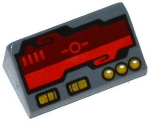 85984pb077 | Slope 30 1 x 2 x 2/3 with Dark Red Horizon Screen and Gold Switches and Buttons Pattern | LEGOPART