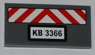 87079pb0061 | Tile 2 x 4 with Red and White Danger Stripes and 'KB 3366' Pattern (Sticker) - Set 3366 | LEGOPART