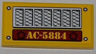 87079pb0093 | Tile 2 x 4 with 'AC-5884', Silver Rivets and Grille Pattern | LEGOPART