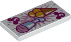 87079pb0970 | Tile 2 x 4 with Ice Cream Menu with Number 2 and 3 on Mickey Mouse Logo Pattern | LEGOPART