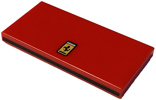 87079pb1449 | Tile 2 x 4 with Ferrari Logo on Top and Black Stripe on Side Pattern | LEGOPART