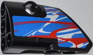 87080pb005 | Technic, Panel Fairing # 1 Small Smooth Short, Side A with Red and White Swirls on Blue Pattern | LEGOPART