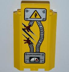 87421pb009 | Panel 3 x 3 x 6 Corner Wall without Bottom Indentations with Electricity Danger Sign, 1 Ripped Cable, 'DANGER' and Gauge Pattern (Sticker) - Set 5887 | LEGOPART