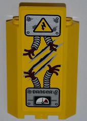 87421pb010 | Panel 3 x 3 x 6 Corner Wall without Bottom Indentations with Electricity Danger Sign, 2 Ripped Cables, 'DANGER' and Gauge Pattern (Sticker) - Set 5887 | LEGOPART