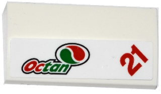 88930pb070 | Slope, Curved 2 x 4 x 2/3 with Bottom Tubes with Octan Logo and Red Number | LEGOPART