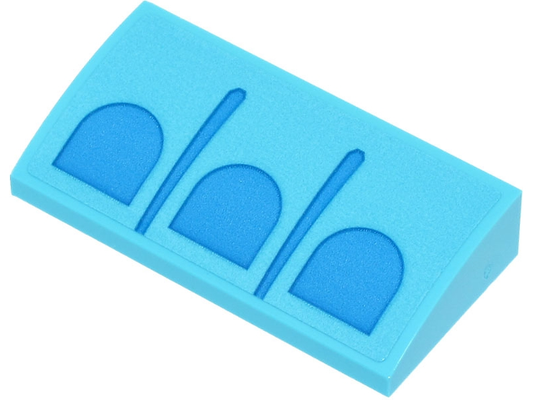 88930pb153 | Slope, Curved 2 x 4 x 2/3 with Bottom Tubes with Dark Azure Half Ovals and Lines Pattern | LEGOPART