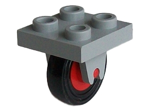 8c01 | Plate, Modified 2 x 2 with Wheel Holder Bottom with Red Wheel with Black Tire 14mm D. x 4mm Smooth Small Single | LEGOPART