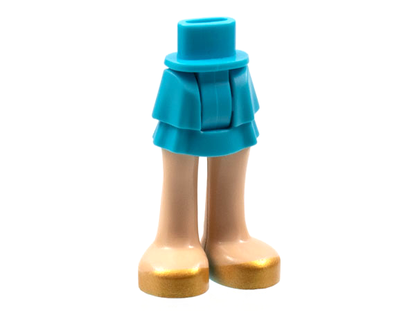 92250c00pb31 | Mini Doll Hips and Skirt Layered, Light Nougat Legs and Gold Shoes Pattern - Thick Hinge | LEGOPART