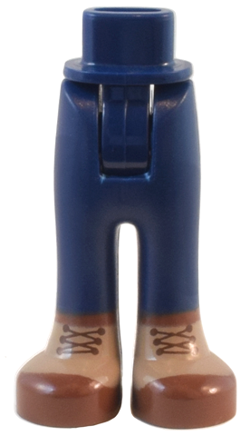 92253c00pb61 | Mini Doll Hips and Trousers with Back Pockets with Dark Tan and Reddish Brown Boots with Laces Pattern - Thick Hinge | LEGOPART