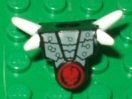 93056pb03 | Minifigure Armor Breastplate with Shoulder Spikes White and Ninjago Cracked Red Skull Pattern | LEGOPART