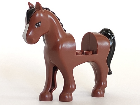 93083c01pb03 | Horse with 2 x 2 Cutout with Black Mane and Tail, Brown Eyes, and White Blaze Pattern | LEGOPART