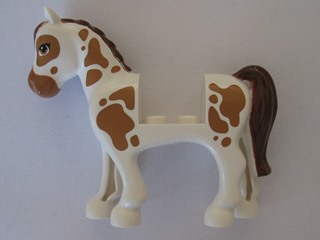 93083c01pb10 | Horse with 2 x 2 Cutout with Medium Nougat Eyes and Spots, Reddish Brown Mane and Tail Pattern | LEGOPART