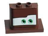 93598pb04 | Windscreen 2 x 3 x 2 with 2 x 4 Base with Green Eyes Looking Left on White Background Pattern | LEGOPART