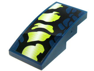 93606pb045R | Slope, Curved 4 x 2 with Yellowish Green and Black Scales Pattern Model Right Side | LEGOPART