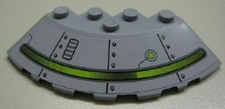 95188pb05R | Brick, Round Corner 6 x 6 with Slope 33 Edge, Facet Cutout with Alien Ship Pattern Model Right Side | LEGOPART