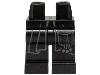 970c00pb0458 | Hips and Legs with Dark Bluish Gray Robe Lines and Pouch with 3 Silver Round Beads Pattern | LEGOPART