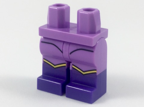 970c00pb0757 | Hips and Legs with Dark Purple Boots with Yellow Chevron Trim Pattern | LEGOPART