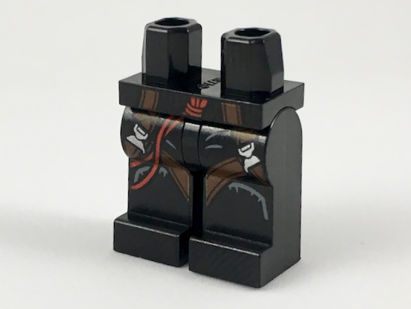 970c00pb0862 | Hips and Legs with Red Cords and Reddish Brown Straps with Silver Buckles Pattern | LEGOPART