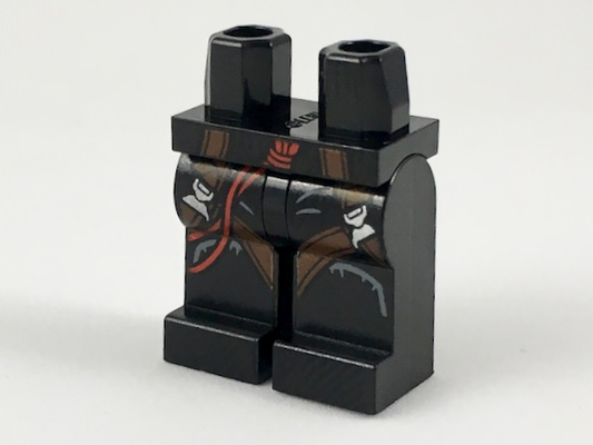 970c00pb0862 | Hips and Legs with Red Cords and Reddish Brown Straps with Silver Buckles Pattern | LEGOPART