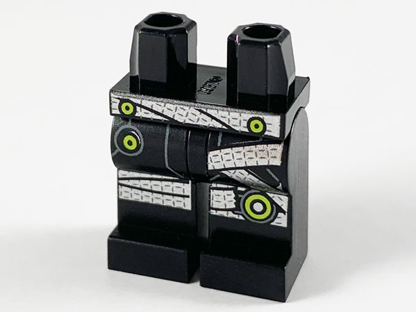 970c00pb1053 | Hips and Legs with Silver Belt and Wrappings, Lime Circles Pattern | LEGOPART