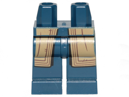 970c00pb1066 | Hips and Legs with SW Mandalorian Dark Tan Robe and Dark Brown Lines Pattern | LEGOPART