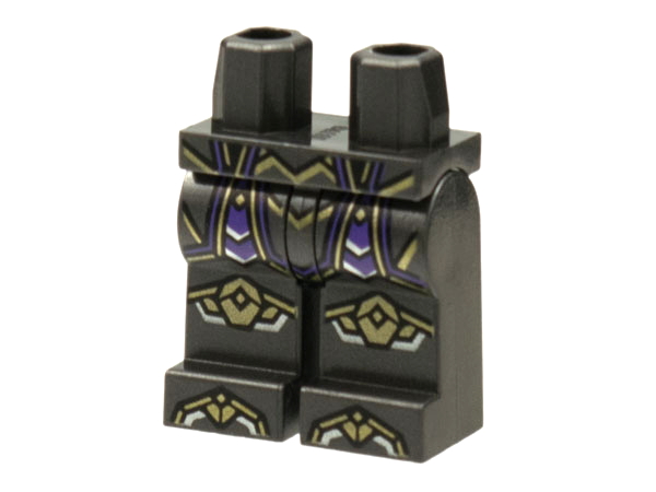 970c00pb1400 | Hips and Legs with Armor, Gold and Silver Panel Lines, Dark Purple Trim Pattern | LEGOPART