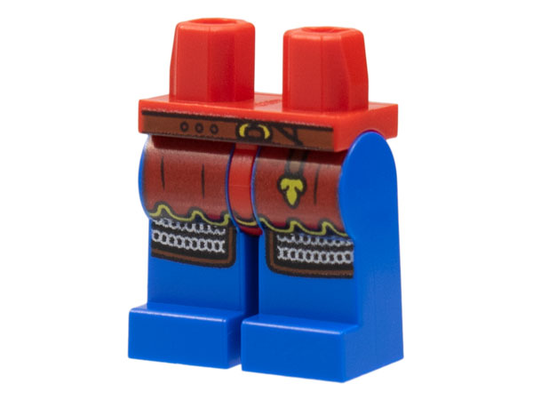 970c07pb13 | Hips and Blue Legs with Red Surcoat, Reddish Brown Belt and Silver Chain Mail Pattern | LEGOPART