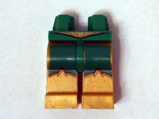 970c115pb001 | Hips and Pearl Gold Legs with Green Markings and Gold Belt Pattern | LEGOPART