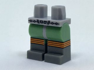 970c48pb01 | Hips and Sand Green Legs with Retro Space Belt and Dark Bluish Gray Boots with Three Orange Stripes Pattern | LEGOPART