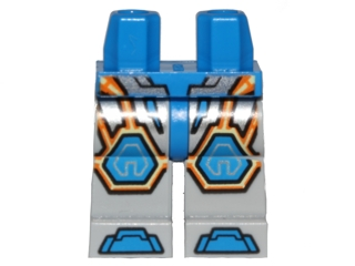 970c86pb26 | Hips and Light Bluish Gray Legs with Blue Armor and Orange and Yellow Circuitry, Blue Hexagonal Knee Pads and Blue Boots Pattern | LEGOPART