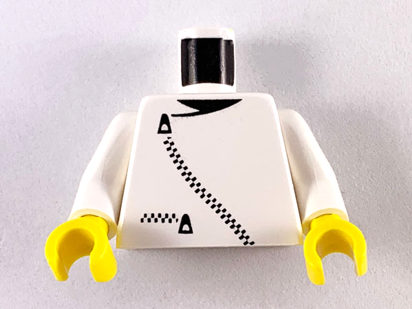 973p0bc01 | Torso Jacket with Black Zippers and Neck Pattern / White Arms / Yellow Hands | LEGOPART