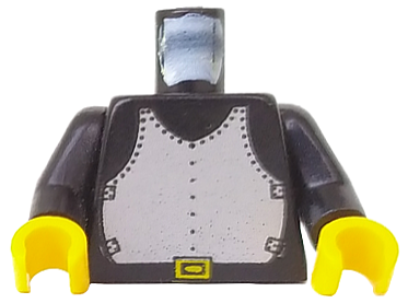 973p40c01 | Torso Castle Silver Breastplate Armor, Black Belt with Yellow Buckle Pattern / Black Arms / Yellow Hands | LEGOPART