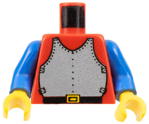 973p40c03 | Torso Castle Silver Breastplate Armor, Black Belt with Yellow Buckle Pattern / Blue Arms / Yellow Hands | LEGOPART