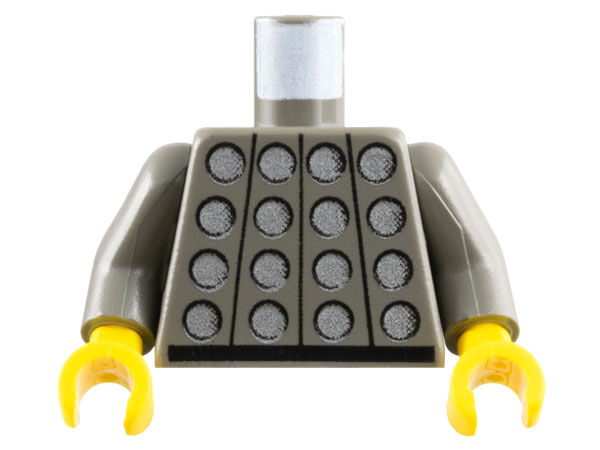 973p45c01 | Torso Studded Armor with Silver Circles, Black Belt Pattern / Dark Gray Arms / Yellow Hands | LEGOPART