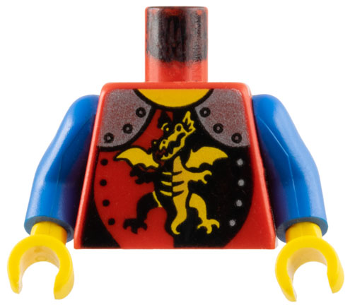 973pb0105c02 | Torso Castle Armor with Standing Dragon and Silver Shoulders, Yellow Neck Pattern / Blue Arms / Yellow Hands | LEGOPART