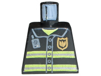 973pb0300 | Torso Fire Uniform Gold Badge, Silver Reflective Stripes, Dark Bluish Gray Radio Pattern | LEGOPART