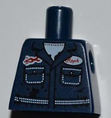 973pb1025 | Torso Mechanic with Pockets, Oil Stains, White Undershirt, and Raph Name Badge Pattern | LEGOPART