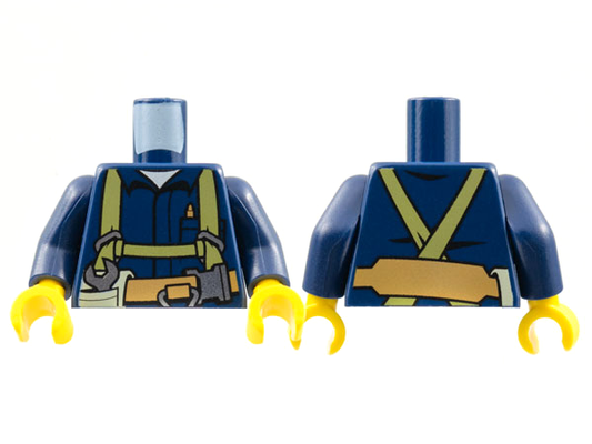 973pb1252c01 | Torso Shirt with Harness and Wrench, Printed Back Pattern / Dark Blue Arms / Yellow Hands | LEGOPART