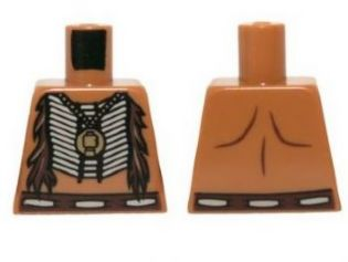 973pb1462 | Torso Bare Chest with Beaded Armor, Fur and Gold Minifigure Pendant Pattern | LEGOPART