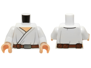 973pb1737c01 | Torso SW Wrap-Around Tunic and Utility Belt with Large Pouch, Light Folds Pattern / White Arms / Light Nougat Hands | LEGOPART