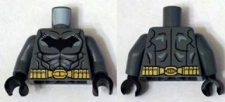 973pb1839c01 | Torso Batman Logo with Muscles, Light Bluish Gray Shadow and Gold Belt Pattern / Dark Bluish Gray Arms / Black Hands | LEGOPART