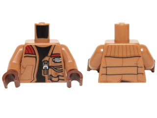 973pb2119c01 | Torso SW Jacket with Pockets, Zipper and Gadgets, Black Undershirt Pattern / Medium Nougat Arms / Reddish Brown Hands | LEGOPART