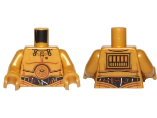 973pb2123c02 | Torso SW C-3PO with Dark Blue, Red and White Wires Pattern / Pearl Gold Arms / Pearl Gold Hands | LEGOPART