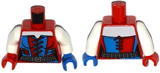 973pb2285c01 | Torso Batman Female Corset with Red and Blue Laces, Dark Bluish Gray Belt Pattern / White Arms / Blue Hand Left / Red Hand Right | LEGOPART